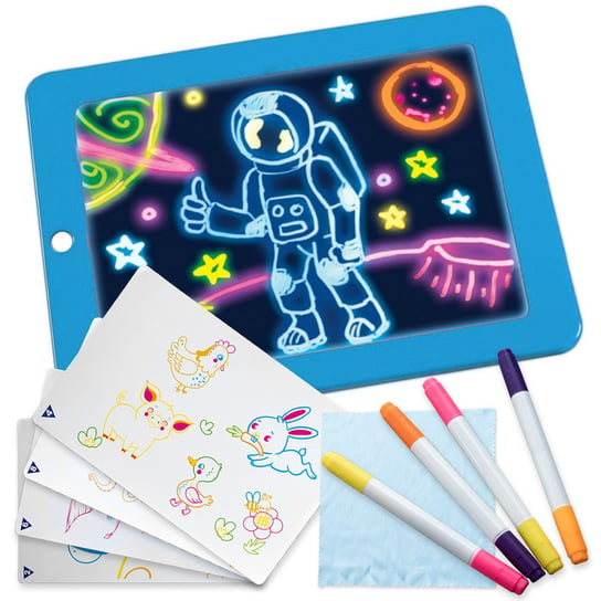 Kinderplay, tablica do rysowania Magic Pad Led, niebieska Kinderplay