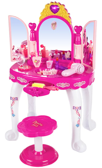 Kinderplay, toaletka z taboretem dla dziewczynki, różowa Kinderplay