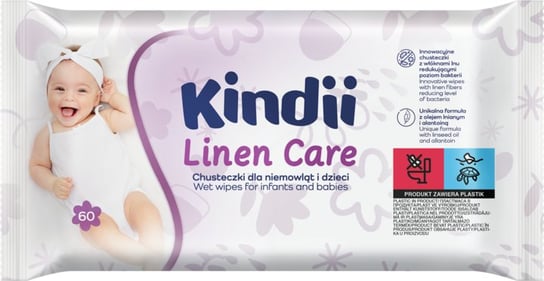 Kindii Linen Care Chusteczki nawilżane dla niemowląt i dzieci 60 sztuk Harper Hygienics