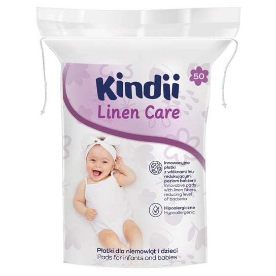KINDII LINEN CARE Płatki kosmetyczne dla niemowląt 50 sztuk Kindii