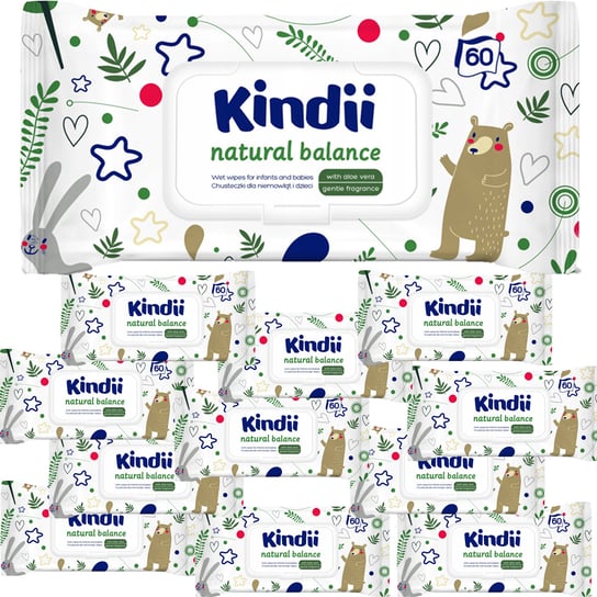 Kindii Natural Balance Chusteczki Nawilżane X 12 Kindii