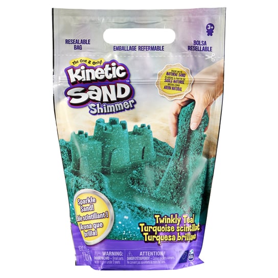 Kinetic Sand - turkusowy piasek kinetyczny z brokatem (2lb/90g) Kinetic Sand