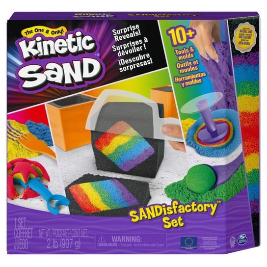 Kinetic Sand - Wytwórnia piasku, zestaw kolorowego piasku z akcesoriami i zaskakującymi efektami Kinetic Sand