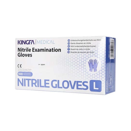 Kingfa Medical, Jednorazowe rękawiczki z nitrylu, Fioletowy, rozmiar L, 100 szt. Kingfa Medical