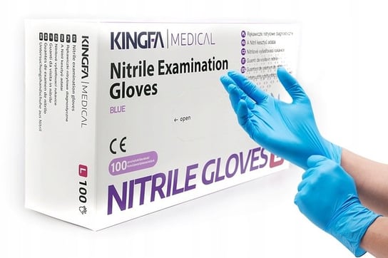 Kingfa, Rękawice nitrylowe bezpudrowe, Niebieski Kingfa Medical