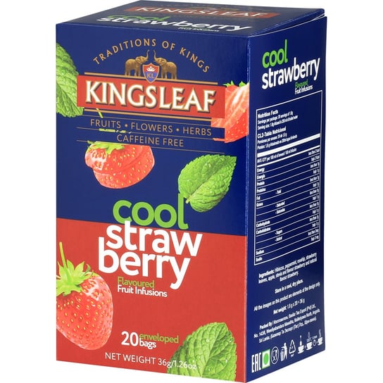 Kingsleaf COOL STRAWBERRY herbata owocowa TRUSKAWKA MIĘTA HIBISKUS napar bez kofeiny saszetki - 20 x 1,8 g Inna marka