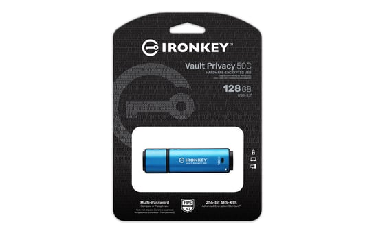 Kingston 128GB USB-C IronKey Vault Privacy 50C AES-256 Encrypted, FIPS 197 Kingston