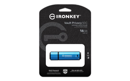 Kingston 16GB USB-C IronKey Vault Privacy 50C AES-256 Encrypted, FIPS 197 Kingston