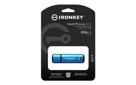 Kingston 256GB USB-C IronKey Vault Privacy 50C AES-256 Encrypted, FIPS 197 Kingston
