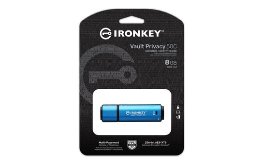 Kingston 8GB USB-C IronKey Vault Privacy 50C AES-256 Encrypted, FIPS 197 Kingston