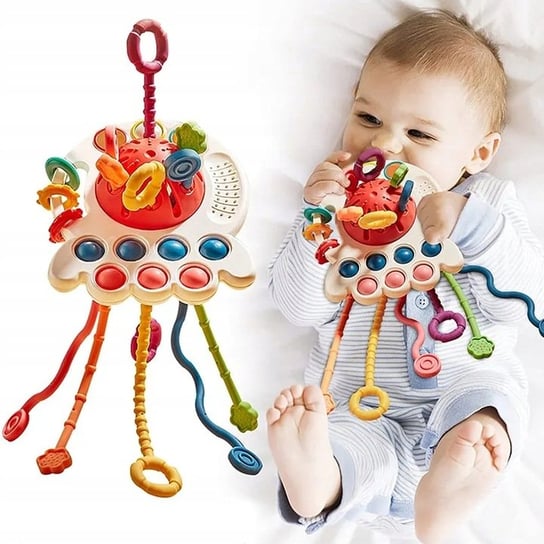 KingSzop GRYZAK GRZECHOTKA SENSORYCZNY WIELOFUNKCYJNA ZABAWKA MONTESSORI POP IT PRZECIĄGANIE DLA DZIECKA KingSzop