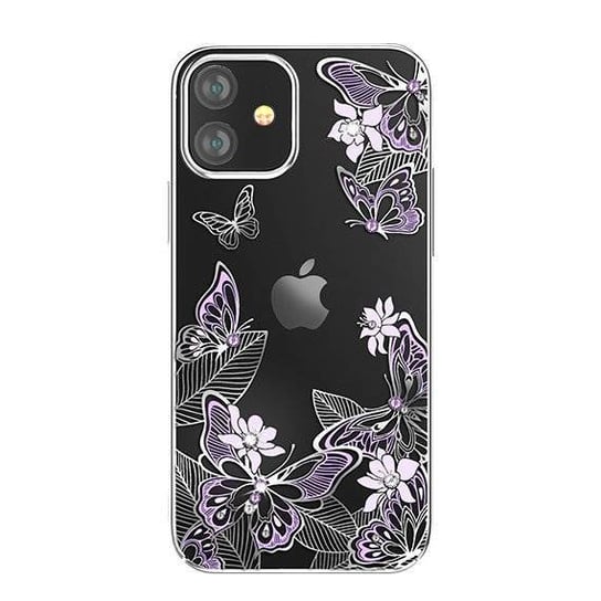 Kingxbar Butterfly Series błyszczące etui ozdobione oryginalnymi Kryształami Swarovskiego motyle iPhone 12 mini fioletowy Kingxbar