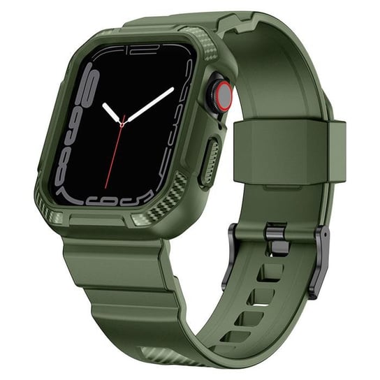 Kingxbar CYF537 2w1 pancerne etui Apple Watch SE, 9, 8, 7, 6, 5, 4, 3, 2, 1 (45, 44, 42 mm) z paskiem zielone Kingxbar