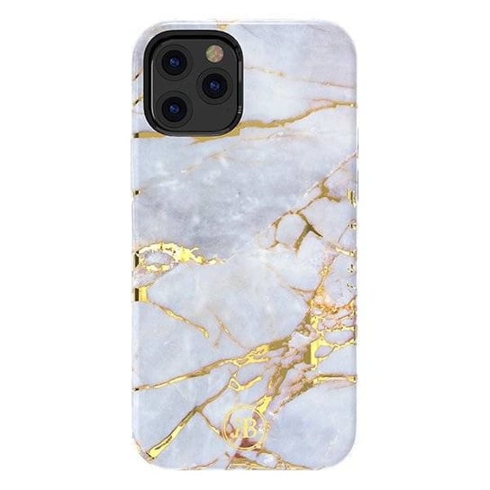 Kingxbar Marble Series eleganckie etui pokrowiec z nadrukiem marmur iPhone 12 Pro Max białobłękitny Kingxbar