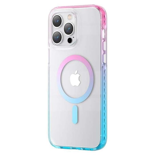 Kingxbar PQY Ice Crystal Series magnetyczne etui iPhone 14 Plus MagSafe różowo-niebieskie Kingxbar
