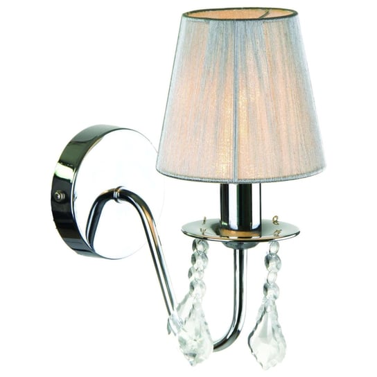 Kinkiet klasyczna LAMPA ścienna MONA LP-5005/1W SR Light Prestige abażurowa OPRAWA z kryształkami chrom srebrna Light Prestige