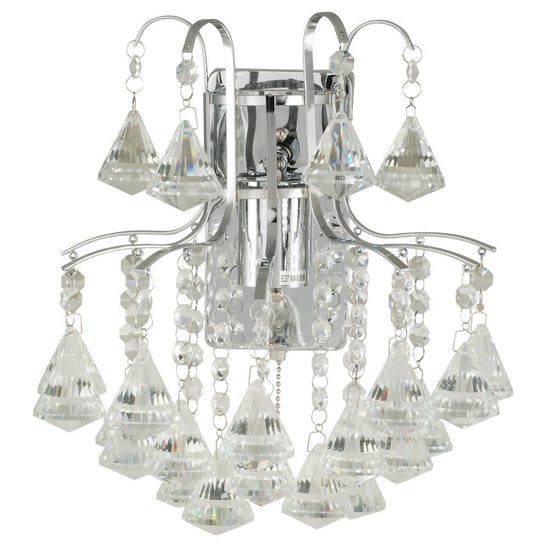 Kinkiet LAMPA glamour ELM6246/1 8C MDECO ścienna OPRAWA szklana z kryształkami crystals chrom przezroczysta Mdeco