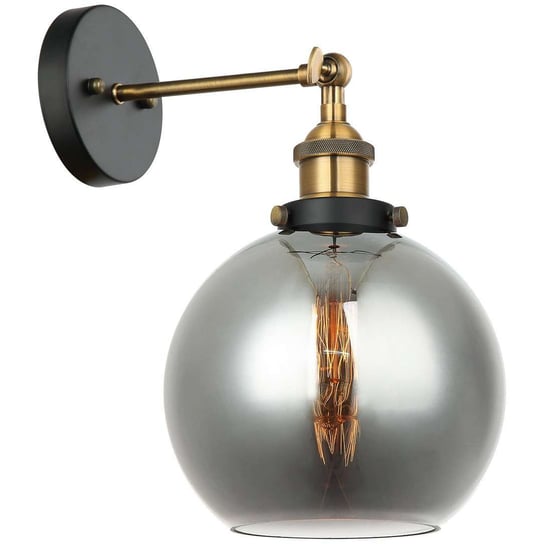 Kinkiet LAMPA ścienna CARDENA MBM-4330/1 GD+SG Italux loftowa OPRAWA szklana kula ball skandynawska przydymiona ITALUX