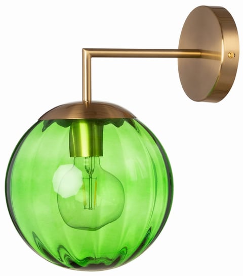 Kinkiet metalowy złoty Pandora szklana kula zielona Ledigo