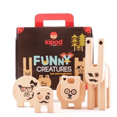 Kipod, zestaw kreatywny drewniany Funny Creatures Wesołe Stworki KIPOD