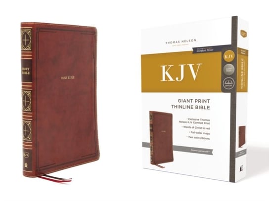KJV, Thinline Bible, Giant Print, Leathersoft, Brown, Red Letter, Comfort Print: Holy Bible, King Ja Nelson Thomas