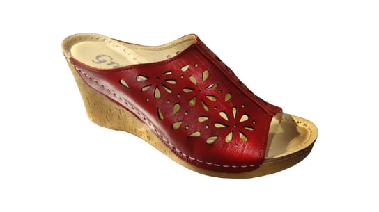 Klapki damskie czerwone koturn 8,3cm nr.37 Polskie buty