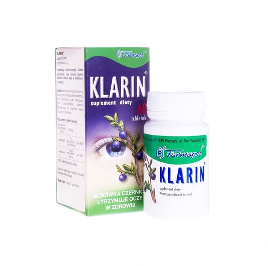 Klarin suplement diety - 60 tabletek z borówką czernica, który utrzymuje oczy w zdrowiu Colfarm