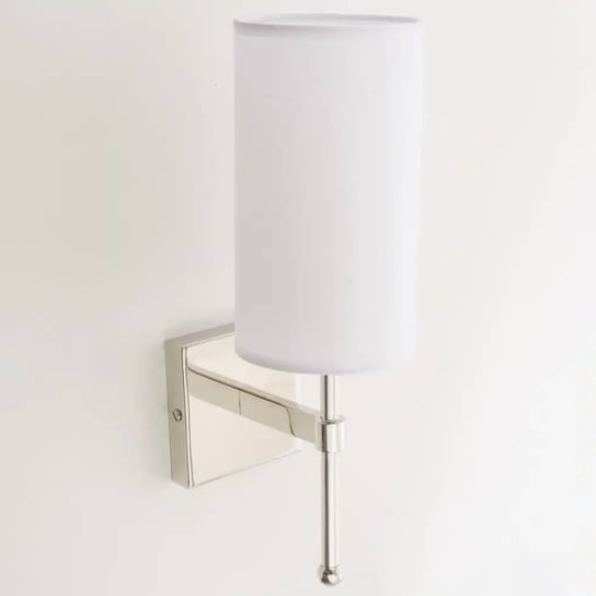 Klasyczna LAMPA ścienna DENVER W01987WHNI Cosmolight abażurowy kinkiet do salonu nikiel Cosmolight
