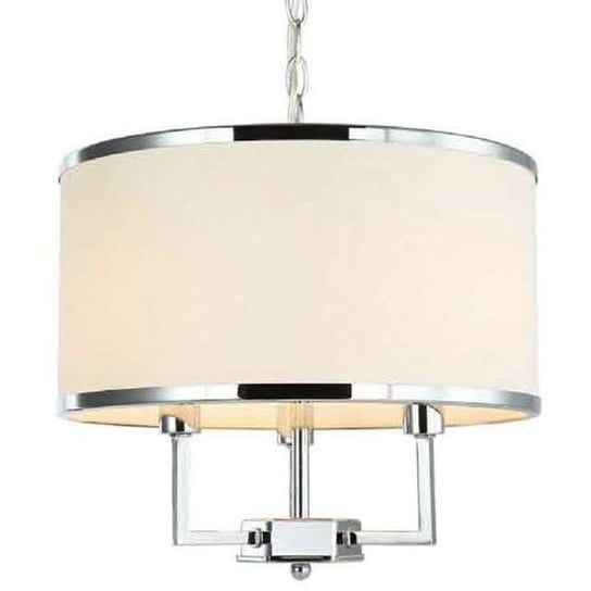 Klasyczna LAMPA wisząca Casa Cromo S Orlicki Design okrągła OPRAWA abażurowy ZWIS na łańcuchu kremowy chrom Orlicki Design