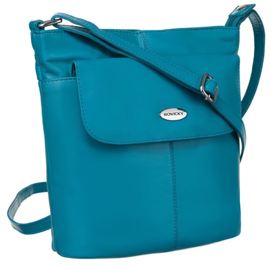 Klasyczna mała listonoszka damska na ramię crossbody ze skóry naturalnej Rovicky, turkusowy Rovicky