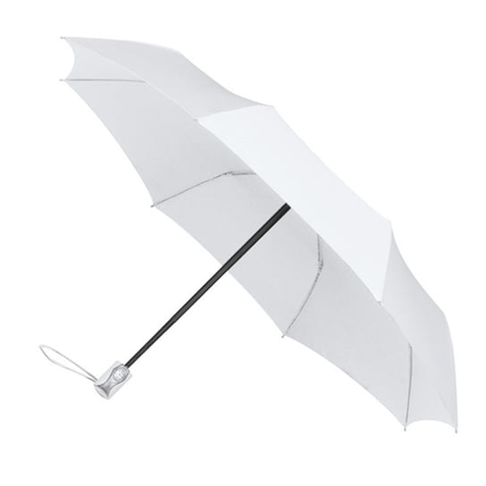 Klasyczna składana parasolka biała, otwierana i zamykana jednym przyciskiem Impliva