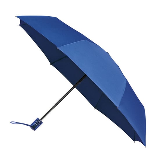 Klasyczna składana parasolka niebieska, otwierana i zamykana jednym przyciskiem Impliva