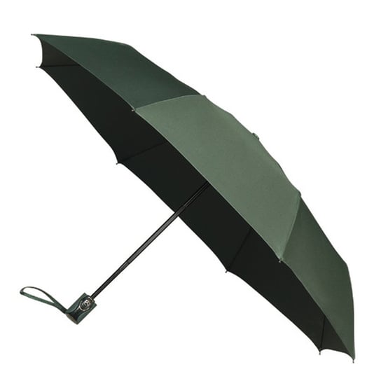 Klasyczna składana parasolka zielona, otwierana i zamykana jednym przyciskiem Impliva