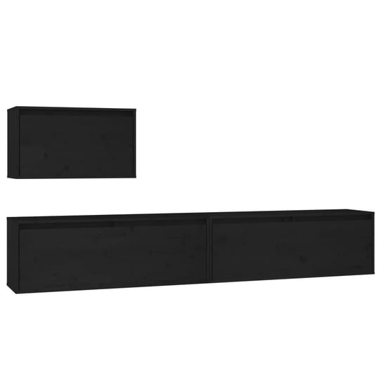 Klasyczna szafka TV - czarna, drewno sosnowe, 60x3 / AAALOE Zakito