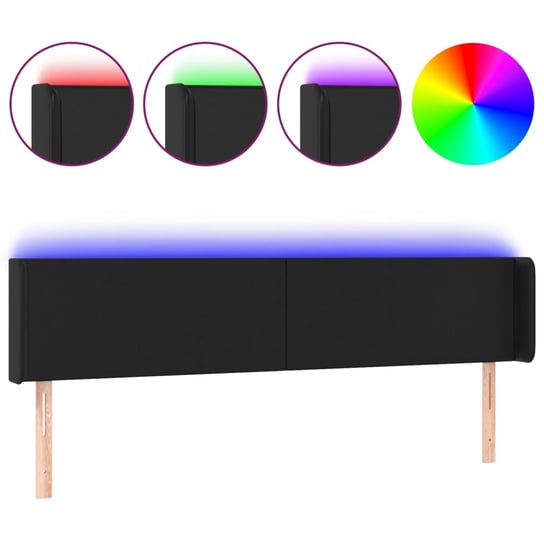 Klasyczne LEDowe zagłówki łóżka - czarny, 163x16x7 Inna marka