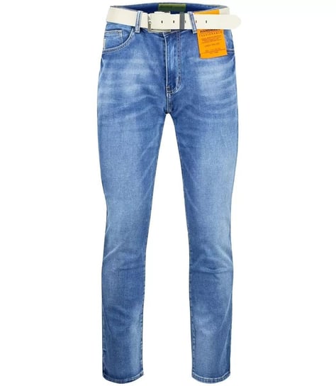 Klasyczne spodnie męskie jeansy z paskiem-33 Agrafka