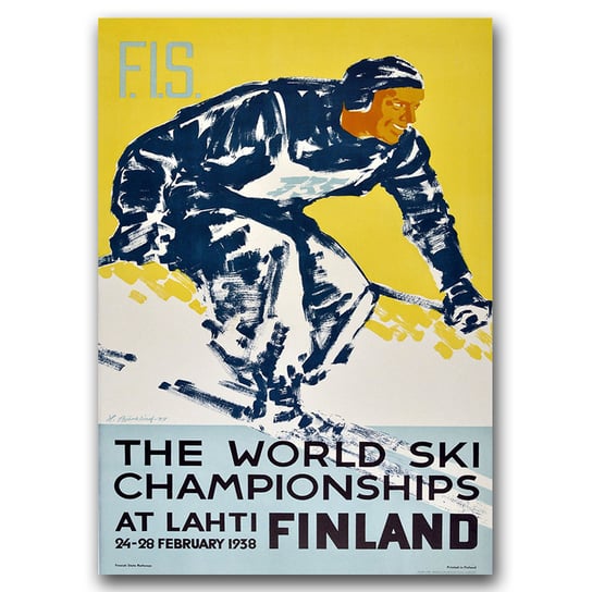 Klasyczny plakat do pokoju Finlandia Ski A1 Vintageposteria