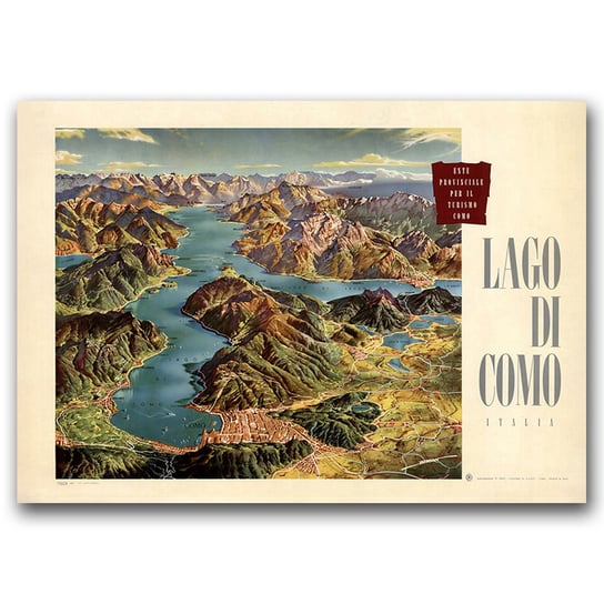 Klasyczny plakat do pokoju Lago di Como Włochy A1 Vintageposteria