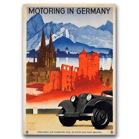 Klasyczny plakat do pokoju Niemcy Motoryzacja A2 Vintageposteria