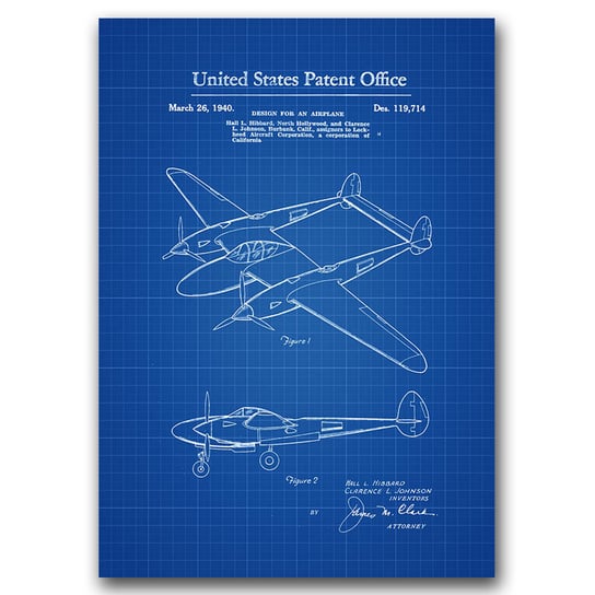 Klasyczny plakat do pokoju Samolot Patent A3 Vintageposteria