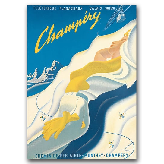 Klasyczny plakat do pokoju Szwajcaria Champery A3 Vintageposteria