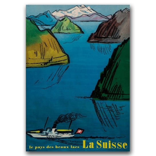 Klasyczny plakat do pokoju Szwajcaria Mountain A2 Vintageposteria