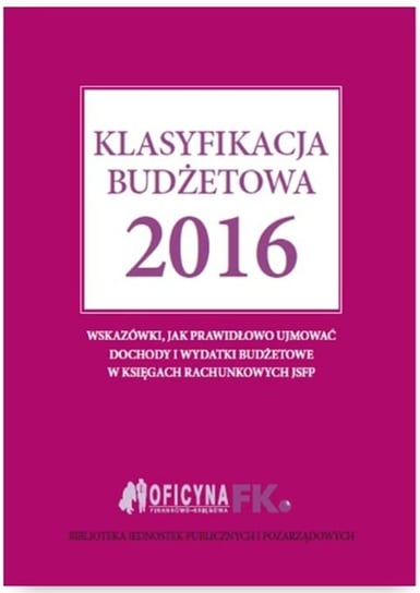 Klasyfikacja budżetowa 2016 Gaździk Elżbieta