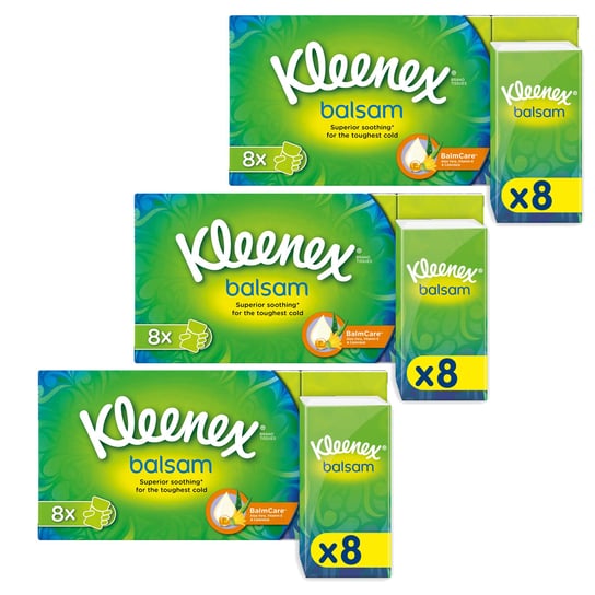 Kleenex, Chusteczki higieniczne Balsam, 3x 8szt. Kleenex