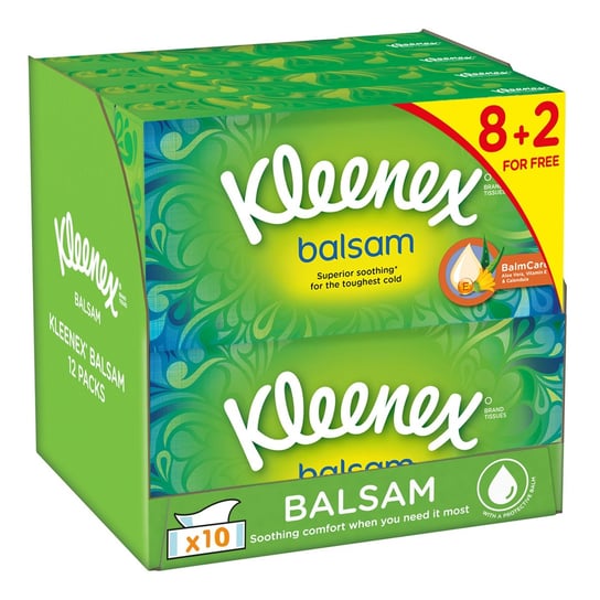 Kleenex, Chusteczki higieniczne, Balsam Box, 10x64 szt Kleenex