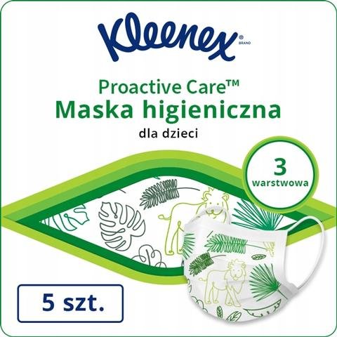 Kleenex, Proactive care, Maseczki dla dzieci wiek 4+, 5 szt. Kleenex