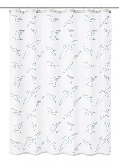 Kleine Wolke Birdie Tekstylna Zasłona prysznicowa biała 180x200 cm Kleine Wolke
