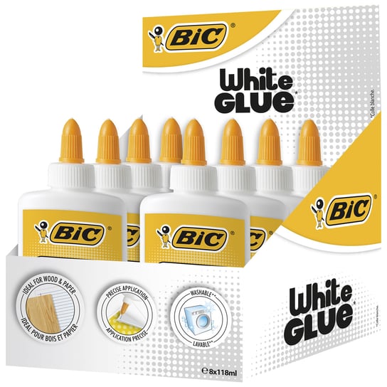 Klej, BIC White Glue 118 ml, 8 sztuk BIC