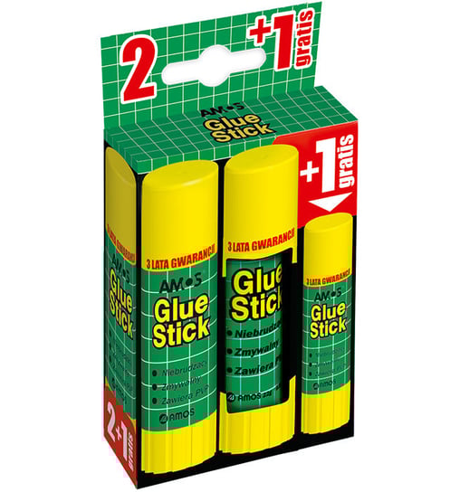 Klej w sztyfcie Amos 22g x 2 szt. + dodatkowy klej Amos
