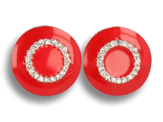Klipsy do uszu czerwone w kształcie koła z cyrkoniami PINK BOX